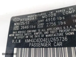 2014 Hyundai Genesis 3.8L with VIN KMHGC4DD4EU265736, listed as a IAAI auction lot 41893568 with 186,905 mi miles. Bid and sale history available at carsss.com. Image 9.