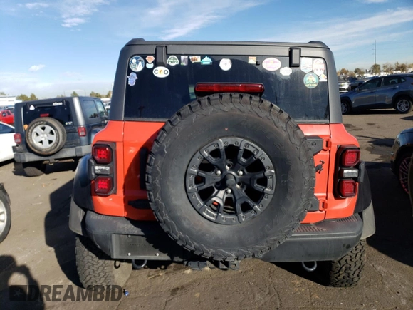 2022 Ford Bronco Raptor with VIN 1FMEE5JR9NLA51063, listed as a Copart auction lot 80784674 with 15,059 mi miles and Salvage Title. Bid and sale history available at carsss.com. Image 6.
