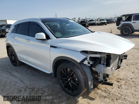 2023 Infiniti QX50 Luxe with VIN 3PCAJ5BA2PF103582, listed as a Copart auction lot 45299565 with 22,901 mi miles and Salvage title. Bid and sale history available at DreamBid. Image 4.