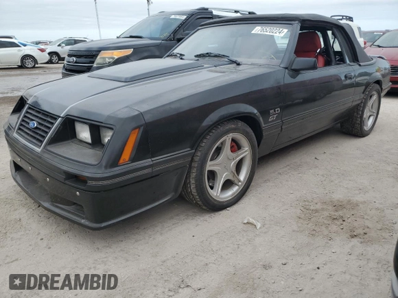 1983 Ford Mustang GT with VIN 1FABP27F0DF213498, listed as a Copart auction lot 76520224 with 13,094 mi miles and Salvage title. Bid and sale history available at DreamBid. Image 1.