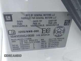 2012 Buick Enclave Leather with VIN 5GAKVCED2CJ106389, listed as a IAAI auction lot 42181134 with 169,917 mi miles and . Bid and sale history available at carsss.com. Image 9.
