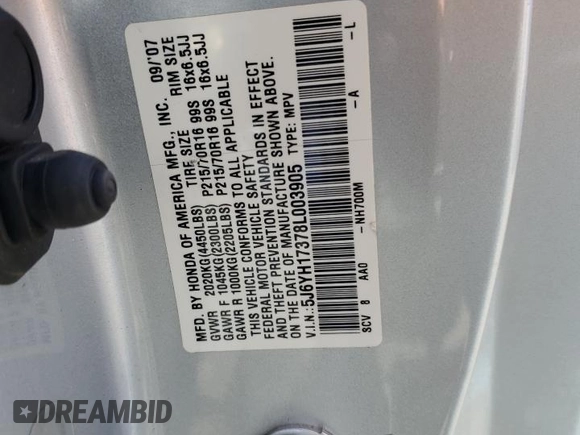 2008 Honda Element LX with VIN 5J6YH17378L003905, listed as a Copart auction lot 72708124 with 215,549 mi miles and Salvage Title. Bid and sale history available at DreamBid. Image 14.