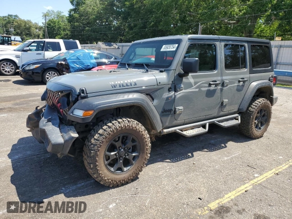 2020 Jeep Wrangler Unlimited Sport with VIN 1C4HJXDM8LW285439, listed as a Copart auction lot 55920754 with 53,509 mi miles and . Bid and sale history available at DreamBid. Image 1.
