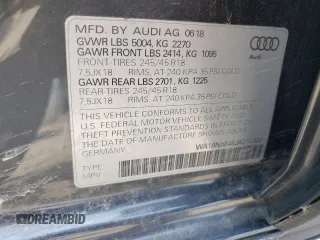 2018 Audi A4 allroad Premium Plus with VIN WA18NAF45JA210300, listed as a Copart auction lot 59687083 with 43,530 mi miles. Bid and sale history available at carsss.com. Image 12.