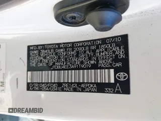 2010 Toyota Corolla with VIN JTDBU4EE3A9119019, listed as a IAAI auction lot 41366230 with 246,376 mi miles and . Bid and sale history available at DreamBid. Image 9.