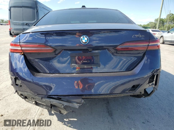2024 BMW i5 M60 with VIN WBY43FK07RCR79924, listed as a Copart auction lot 58249825 with 17,589 mi miles and Salvage title. Bid and sale history available at DreamBid. Image 6.