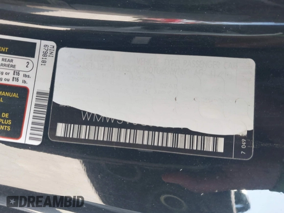 2011 MINI Hardtop S with VIN WMWSV3C53BTY13253, listed as a IAAI auction lot 41831169 with 78,544 mi miles and . Bid and sale history available at DreamBid. Image 12.