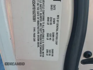 2001 Cadillac Seville Luxury SLS z VIN 1G6KS54Y81U270381, wystawiony jako Copart lot #81388874 z przebiegiem Nie podano mil oraz Szkoda całkowita • Salvage title. Historia ofert i sprzedaży dostępna na DreamBid. Obrazek 14.