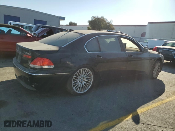 2003 BMW 7 Series 745Li with VIN WBAGN63453DR13798, listed as a Copart auction lot 73981844 with 156,080 mi miles and Clean Title. Bid and sale history available at carsss.com. Image 3.
