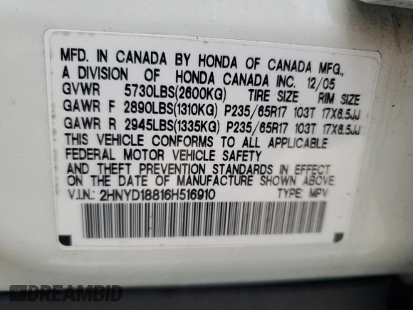2006 Acura MDX Touring w/Navi with VIN 2HNYD18816H516910, listed as a Copart auction lot 76055544 with 118,244 mi miles and Salvage Title. Bid and sale history available at carsss.com. Image 14.
