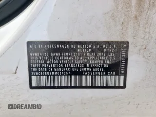 2021 Volkswagen Jetta S z VIN 3VWC57BU8MM034257, wystawiony jako Copart lot #60362655 z przebiegiem 82 051 mil mil oraz Szkoda całkowita • Salvage title. Historia ofert i sprzedaży dostępna na DreamBid. Obrazek 12.
