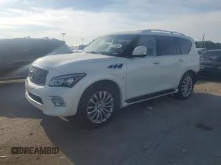 2015 Infiniti QX80 with VIN JN8AZ2NE5F9081113, listed as a Copart auction lot 57299435 with 76,321 mi miles and Salvage title. Bid and sale history available at DreamBid. Image 1.