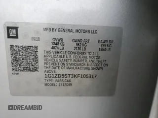 2019 Chevrolet Malibu LT with VIN 1G1ZD5ST3KF105317, listed as a Copart auction lot 51703465 with 176,024 mi miles and Salvage Title. Bid and sale history available at DreamBid. Image 12.