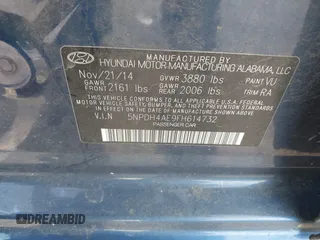 2015 Hyundai Elantra SE with VIN 5NPDH4AE9FH614732, listed as a IAAI auction lot 42150692 with 267,045 mi miles and . Bid and sale history available at DreamBid. Image 9.
