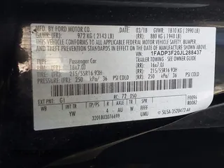 2018 Ford Focus SE z VIN 1FADP3F20JL288437, wystawiony jako IAAI lot #42278885 z przebiegiem 132 504 mil mil oraz . Historia ofert i sprzedaży dostępna na DreamBid. Obrazek 9.