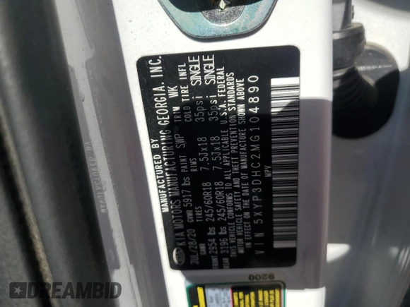 2021 Kia Telluride EX with VIN 5XYP3DHC2MG104890, listed as a Copart auction lot 57723325 with 89,122 mi miles and Salvage title. Bid and sale history available at DreamBid. Image 13.