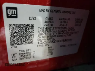 2023 GMC Yukon SLT with VIN 1GKS2BKD9PR556297, listed as a Copart auction lot 86362104 with 11,039 mi miles and Salvage Title. Bid and sale history available at carsss.com. Image 14.