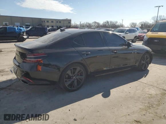 2022 Genesis G70 3.3T z VIN KMTG54TE0NU103581, wystawiony jako Copart lot #46139865 z przebiegiem 43 493 mil mil oraz Szkoda całkowita • Salvage title. Historia ofert i sprzedaży dostępna na DreamBid. Obrazek 3.