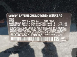 2019 BMW X3 sDrive30i z VIN 5UXTR7C57KLE98946, wystawiony jako IAAI lot #42224135 z przebiegiem 53 764 mil mil oraz . Historia ofert i sprzedaży dostępna na DreamBid. Obrazek 9.