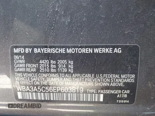 2014 BMW 3 Series 328i with VIN WBA3A5C56EP603819, listed as a IAAI auction lot 41217764 with 156,140 mi miles and . Bid and sale history available at carsss.com. Image 9.