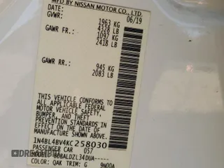 2019 Nissan Altima 2.5 S with VIN 1N4BL4BV4KC258030, listed as a Copart auction lot 49782085 with 127,823 mi miles and Salvage Title. Bid and sale history available at carsss.com. Image 12.
