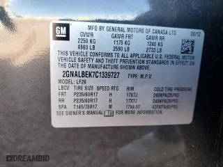 2012 Chevrolet Equinox LS with VIN 2GNALBEK7C1339727, listed as a Copart auction lot 51604525 with 86,412 mi miles and Salvage Title. Bid and sale history available at carsss.com. Image 14.