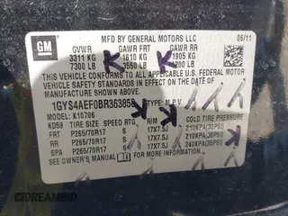 2011 Cadillac Escalade z VIN 1GYS4AEF0BR363858, wystawiony jako IAAI lot #42288735 z przebiegiem 223 669 mil mil oraz . Historia ofert i sprzedaży dostępna na DreamBid. Obrazek 9.