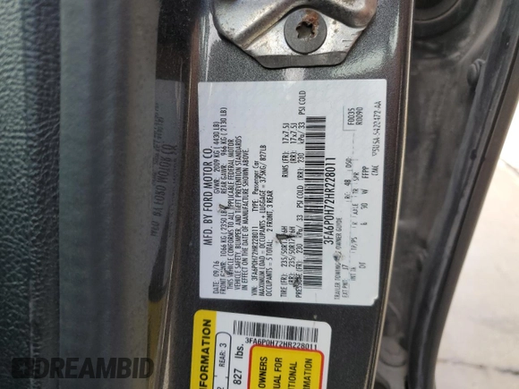 2017 Ford Fusion SE with VIN 3FA6P0H72HR228011, listed as a Copart auction lot 52122895 with 145,693 mi miles and Salvage Title. Bid and sale history available at carsss.com. Image 13.
