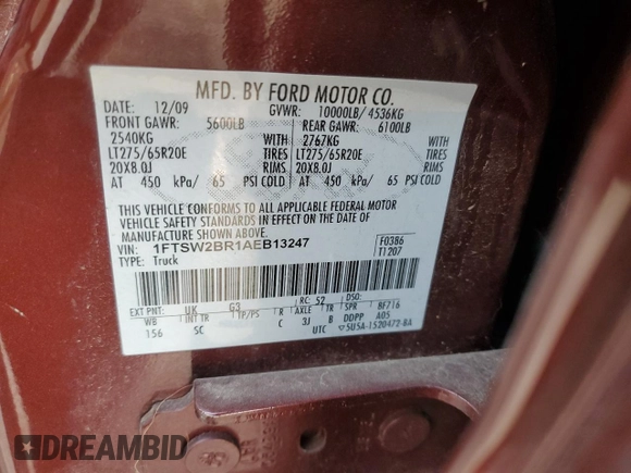 2010 Ford Super Duty F-250 SRW XL with VIN 1FTSW2BR1AEB13247, listed as a Copart auction lot 84418814 with 149,348 mi miles and Salvage Title. Bid and sale history available at carsss.com. Image 12.