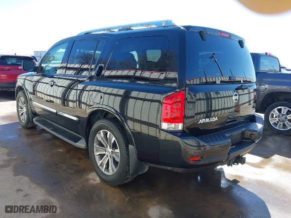 2015 Nissan Armada SV with VIN 5N1BA0ND0FN620176, listed as a IAAI auction lot 41665275 with 128,277 mi miles. Bid and sale history available at carsss.com. Image 3.