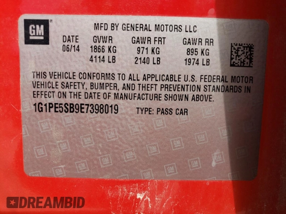 2014 Chevrolet Cruze 2LT z VIN 1G1PE5SB9E7398019, wystawiony jako Copart lot #53132735 z przebiegiem 212 121 mil mil oraz Szkoda całkowita • Salvage title. Historia ofert i sprzedaży dostępna na DreamBid. Obrazek 12.