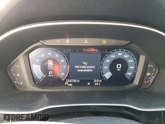 2020 Audi Q3 Premium with VIN WA1AECF38L1024869, listed as a Copart auction lot 46295685 with 124,720 mi miles and Salvage Title. Bid and sale history available at carsss.com. Image 9.