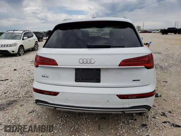 2021 Audi Q5 with VIN WA1AABFYXM2050645, listed as a Copart auction lot 53162383 with 23,012 mi miles and . Bid and sale history available at DreamBid. Image 6.
