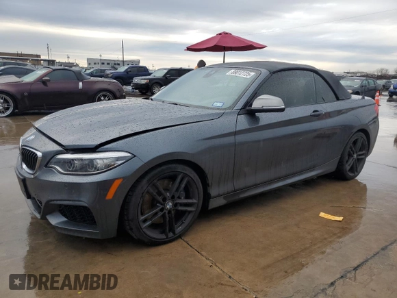 2018 BMW 2 Series M240i with VIN WBA2N1C54JVC28823, listed as a Copart auction lot 89012725 with 81,576 mi miles and Salvage Title. Bid and sale history available at carsss.com. Image 1.