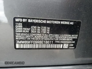 2024 BMW 3 Series 330i xDrive with VIN 3MW89FF09R8E18611, listed as a Copart auction lot 56740085 with 12,140 mi miles and Salvage title. Bid and sale history available at DreamBid. Image 12.