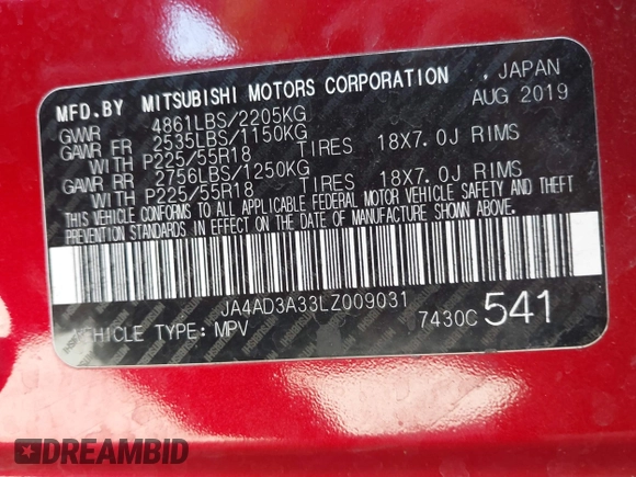 2020 Mitsubishi Outlander SE z VIN JA4AD3A33LZ009031, wystawiony jako IAAI lot #42154484 z przebiegiem 39 803 mil mil oraz . Historia ofert i sprzedaży dostępna na DreamBid. Obrazek 9.