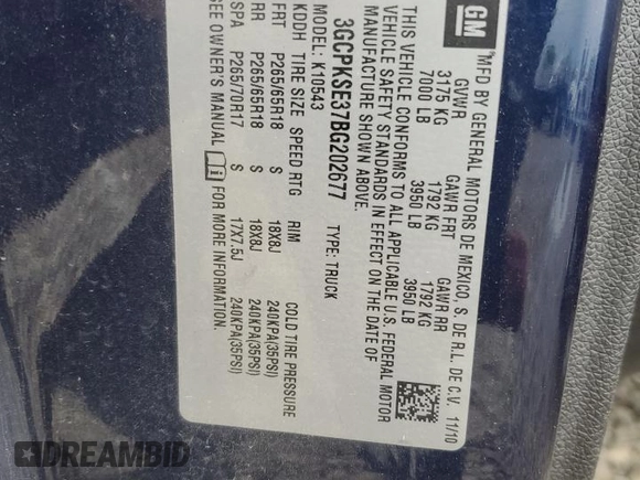 2011 Chevrolet Silverado 1500 LT with VIN 3GCPKSE37BG202677, listed as a Copart auction lot 55015385 with 175,086 mi miles and Salvage Title. Bid and sale history available at DreamBid. Image 13.