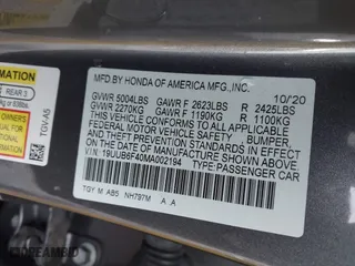 2021 Acura TLX w/Technology Package with VIN 19UUB6F40MA002194, listed as a IAAI auction lot 41553613 with 1 mi miles. Bid and sale history available at carsss.com. Image 9.
