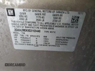 2012 GMC Terrain SLE-1 with VIN 2GKALMEK8C6168448, listed as a Copart auction lot 57317675 with 40,996 mi miles and Salvage title. Bid and sale history available at DreamBid. Image 13.