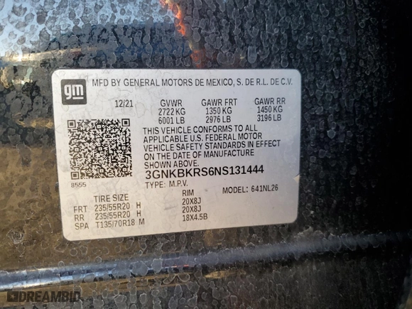 2022 Chevrolet Blazer RS with VIN 3GNKBKRS6NS131444, listed as a Copart auction lot 44278405 with 64,655 mi miles and Salvage Title. Bid and sale history available at carsss.com. Image 13.