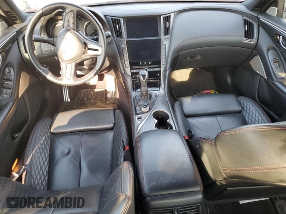 2021 Infiniti Q50 Red Sport 400 with VIN JN1FV7DP8MM850097, listed as a Copart auction lot 48663665 with 82,788 mi miles and Salvage Title. Bid and sale history available at DreamBid. Image 8.