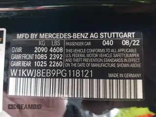 2023 Mercedes-Benz C 300 with VIN W1KWJ8EB9PG118121, listed as a IAAI auction lot 41588140 with 25,457 mi miles and . Bid and sale history available at DreamBid. Image 9.
