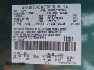 2000 Ford F-150 XL with VIN 1FTZX1720YKA53930, listed as a Copart auction lot 56052925 with Not provided miles and Salvage title. Bid and sale history available at DreamBid. Image 12.