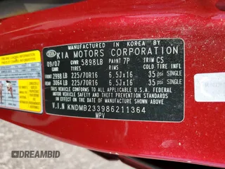 2008 Kia Sedona LX with VIN KNDMB233986211364, listed as a Copart auction lot 48524445 with 148,762 mi miles and Non Repairable. Bid and sale history available at carsss.com. Image 15.