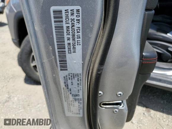 2021 Jeep Compass Trailhawk with VIN 3C4NJDDB6MT564816, listed as a Copart auction lot 57534505 with 87,177 mi miles and Salvage title. Bid and sale history available at DreamBid. Image 13.
