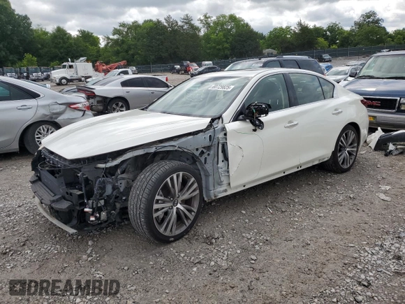 2018 Infiniti Q50 Luxe with VIN JN1EV7APXJM364158, listed as a Copart auction lot 60729825 with 88,018 mi miles and Salvage title. Bid and sale history available at DreamBid. Image 1.