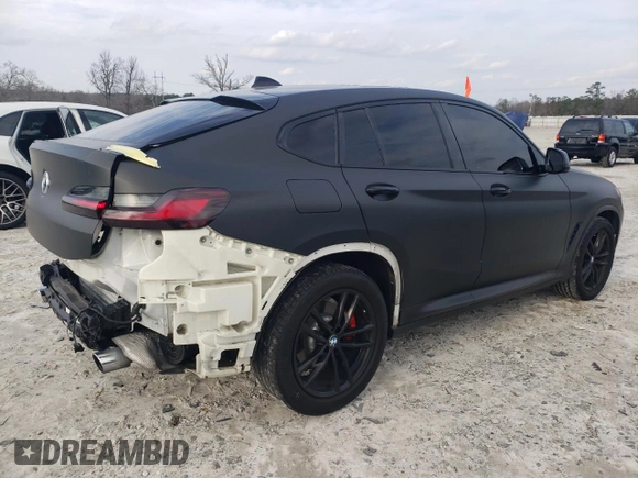 2020 BMW X4 xDrive30i with VIN 5UX2V1C06L9B44021, listed as a Copart auction lot 43767425 with 55,327 mi miles and Salvage Title. Bid and sale history available at carsss.com. Image 3.