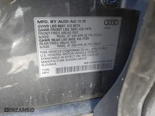 2019 Audi Q7 Prestige with VIN WA1VAAF70KD013429, listed as a IAAI auction lot 41739599 with 73,944 mi miles. Bid and sale history available at carsss.com. Image 9.