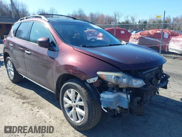 2013 Nissan Murano SV with VIN JN8AZ1MW4DW310576, listed as a IAAI auction lot 41916168 with 192,062 mi miles. Bid and sale history available at carsss.com. Image 1.