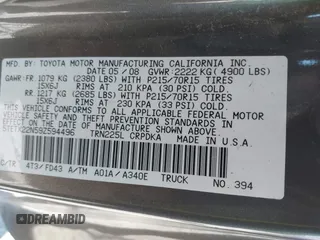 2009 Toyota Tacoma with VIN 5TETX22N59Z594496, listed as a IAAI auction lot 41481756 with 222,889 mi miles and . Bid and sale history available at DreamBid. Image 9.